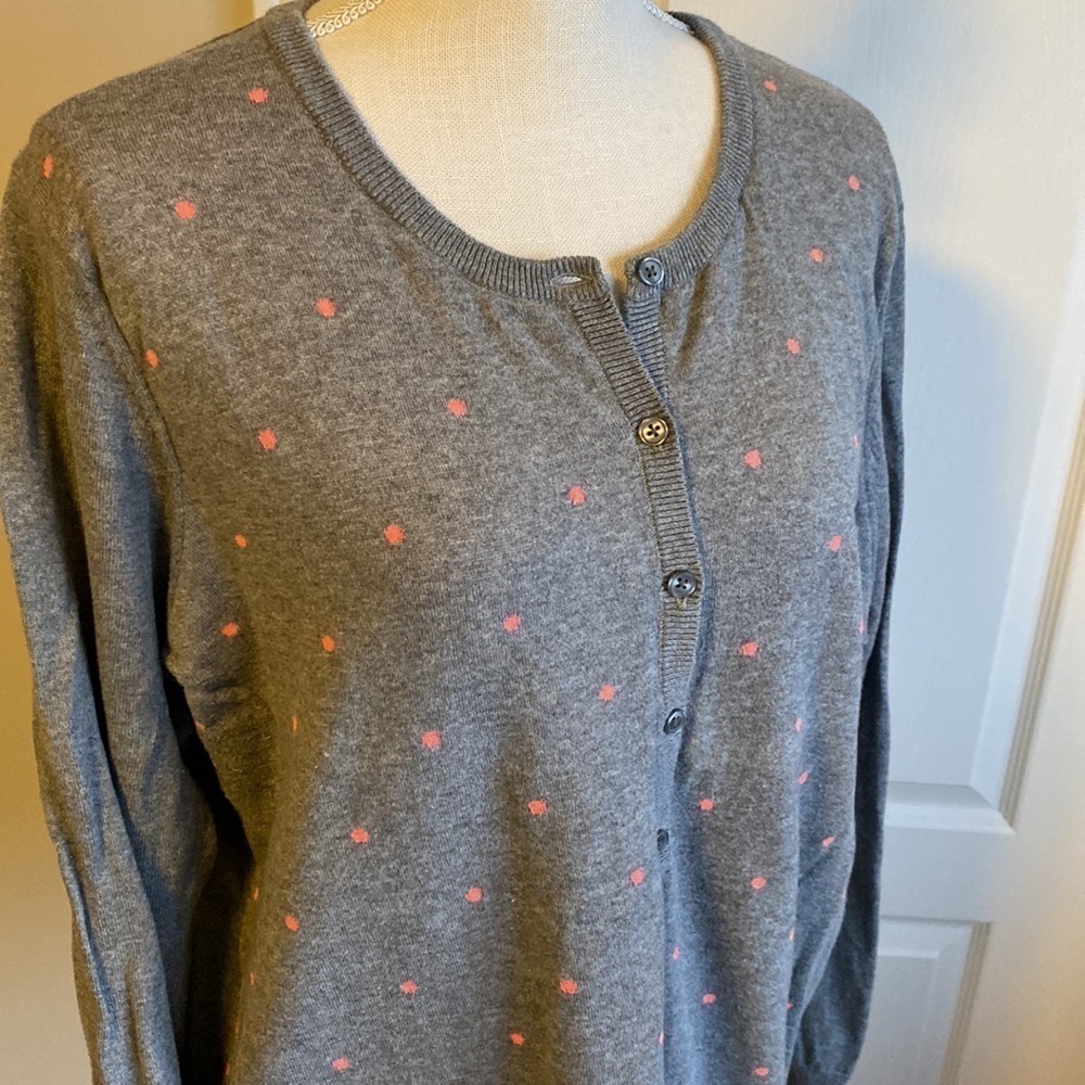 Old Navy - Adorably Sweet Grey Cardigan with Pink Polka Dots - Picture 5 of 10